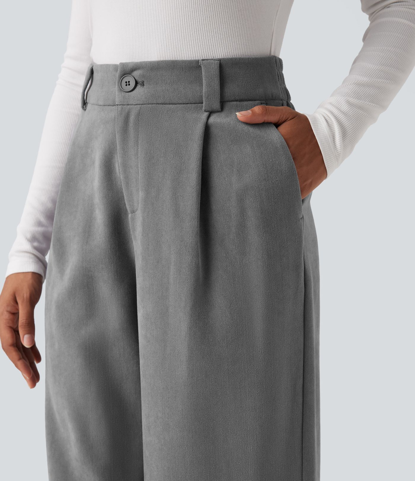 High Waisted Work Baggy Pants with Pockets