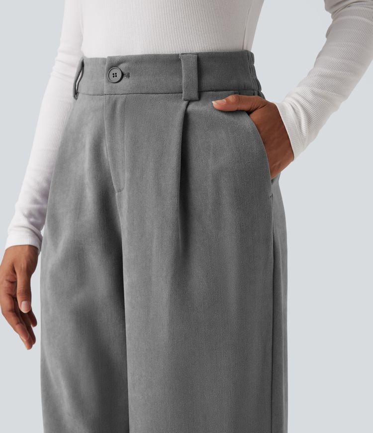 High Waisted Work Baggy Pants with Pockets