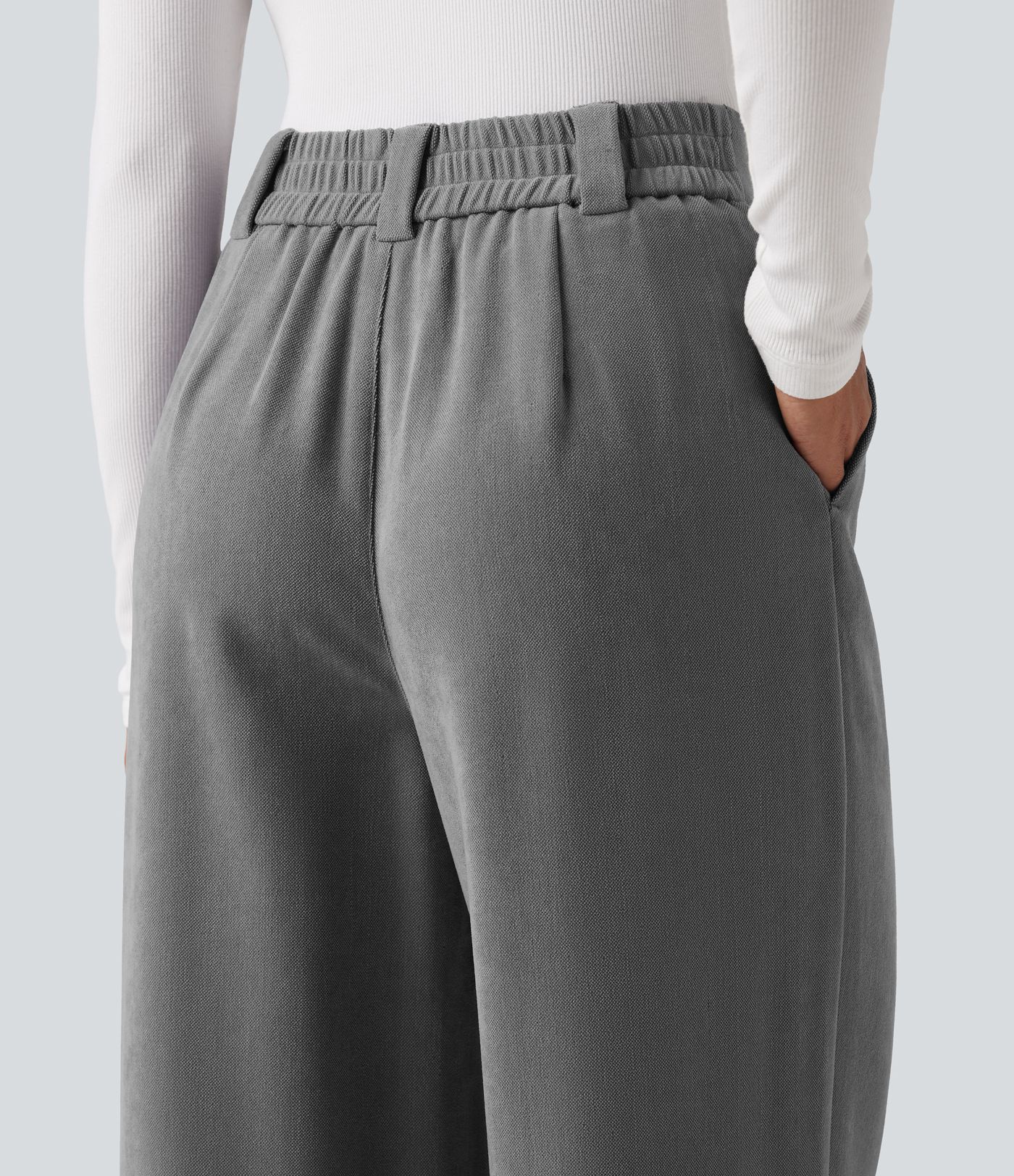 High Waisted Work Baggy Pants with Pockets