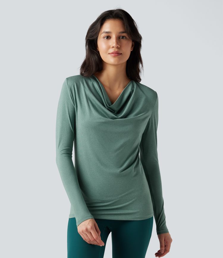 Cowl Neck Long Sleeve Running Sports Top