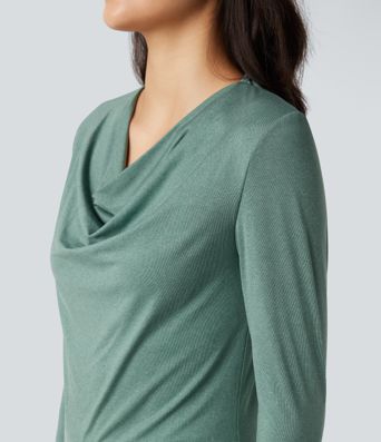 Cowl Neck Long Sleeve Running Sports Top