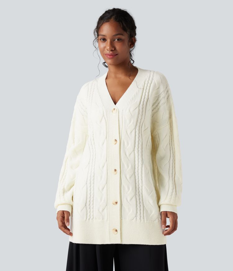 V Neck Long Sleeve Casual Cardigan