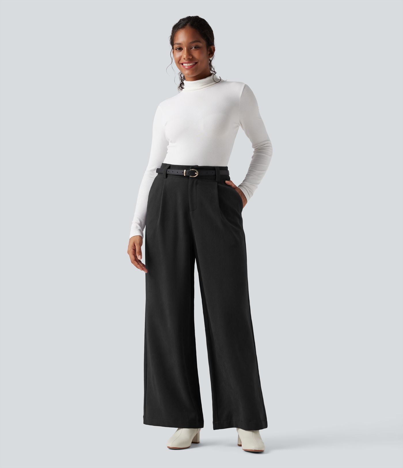 High Waisted Work Baggy Pants with Pockets