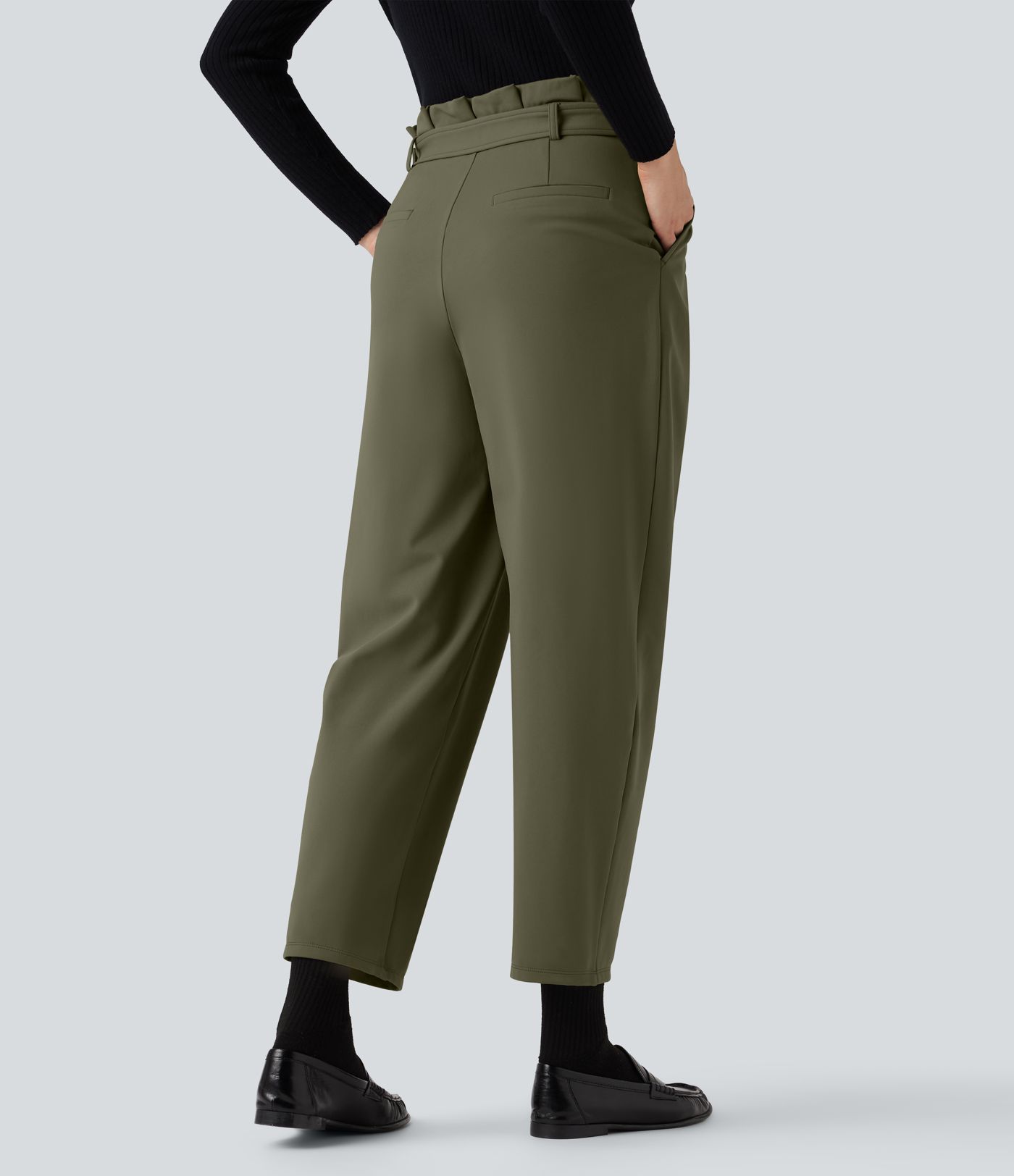 Pantalon tailleur SoftlyZero™ Plush Thermal fuselé ceinturé taille très haute avec poches