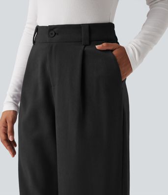 High Waisted Work Baggy Pants with Pockets