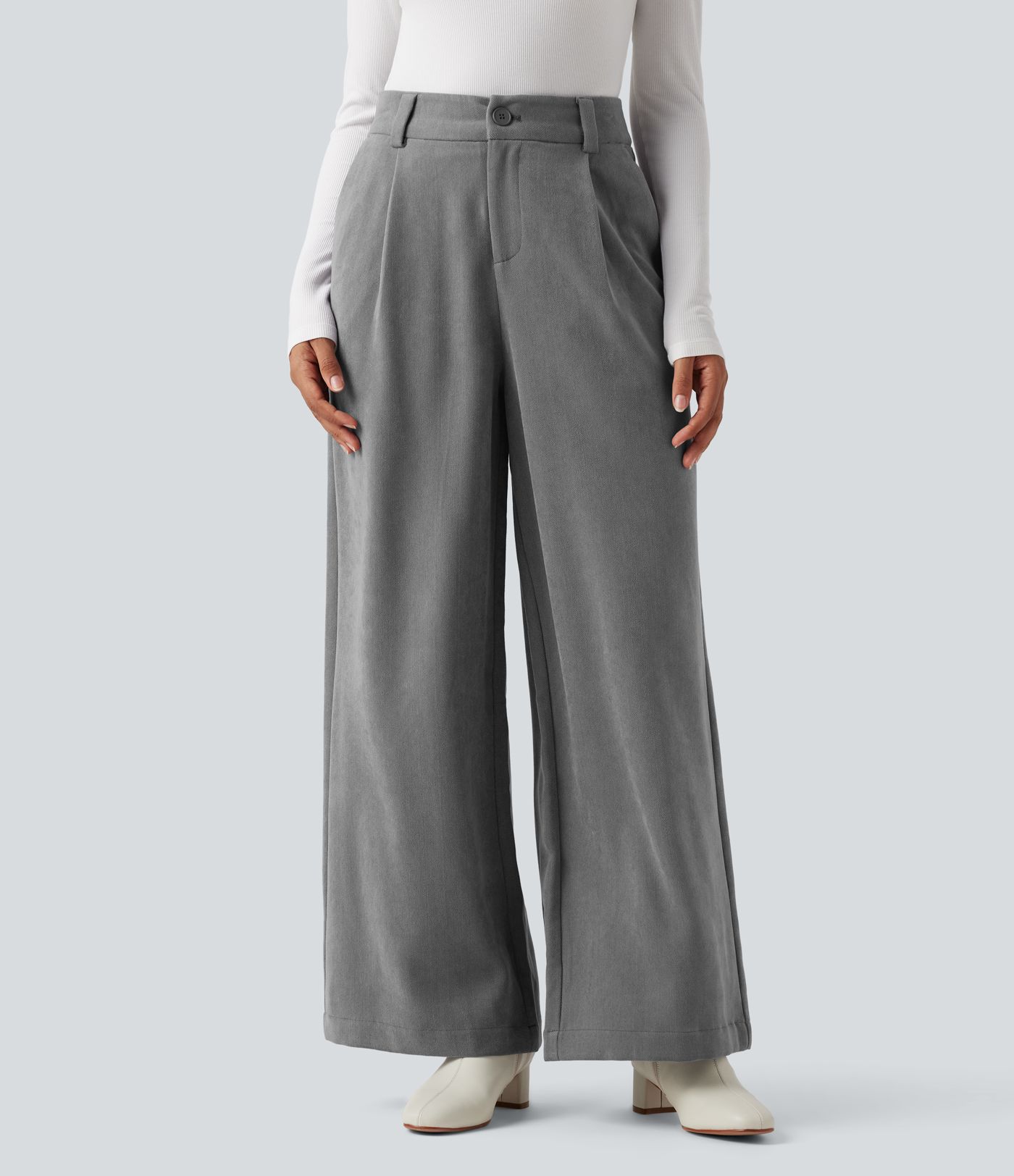High Waisted Work Baggy Pants with Pockets