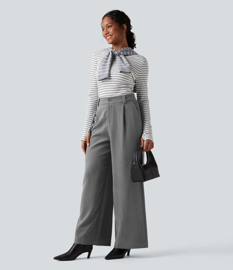 High Waisted Work Baggy Pants with Pockets