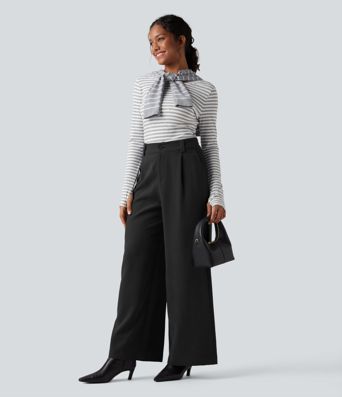 High Waisted Work Baggy Pants with Pockets