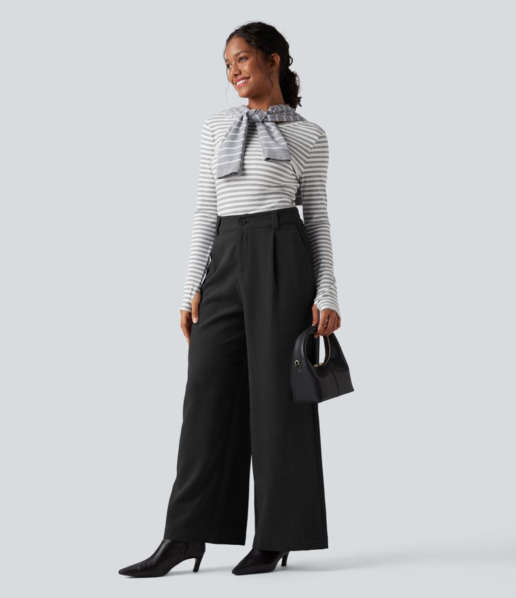 High Waisted Work Baggy Pants with Pockets