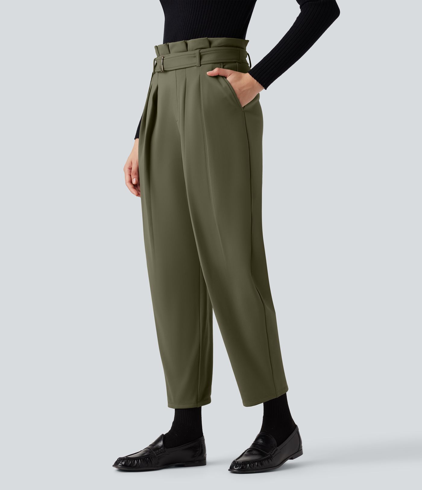 Pantalon tailleur SoftlyZero™ Plush Thermal fuselé ceinturé taille très haute avec poches