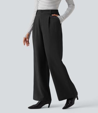 High Waisted Work Baggy Pants with Pockets