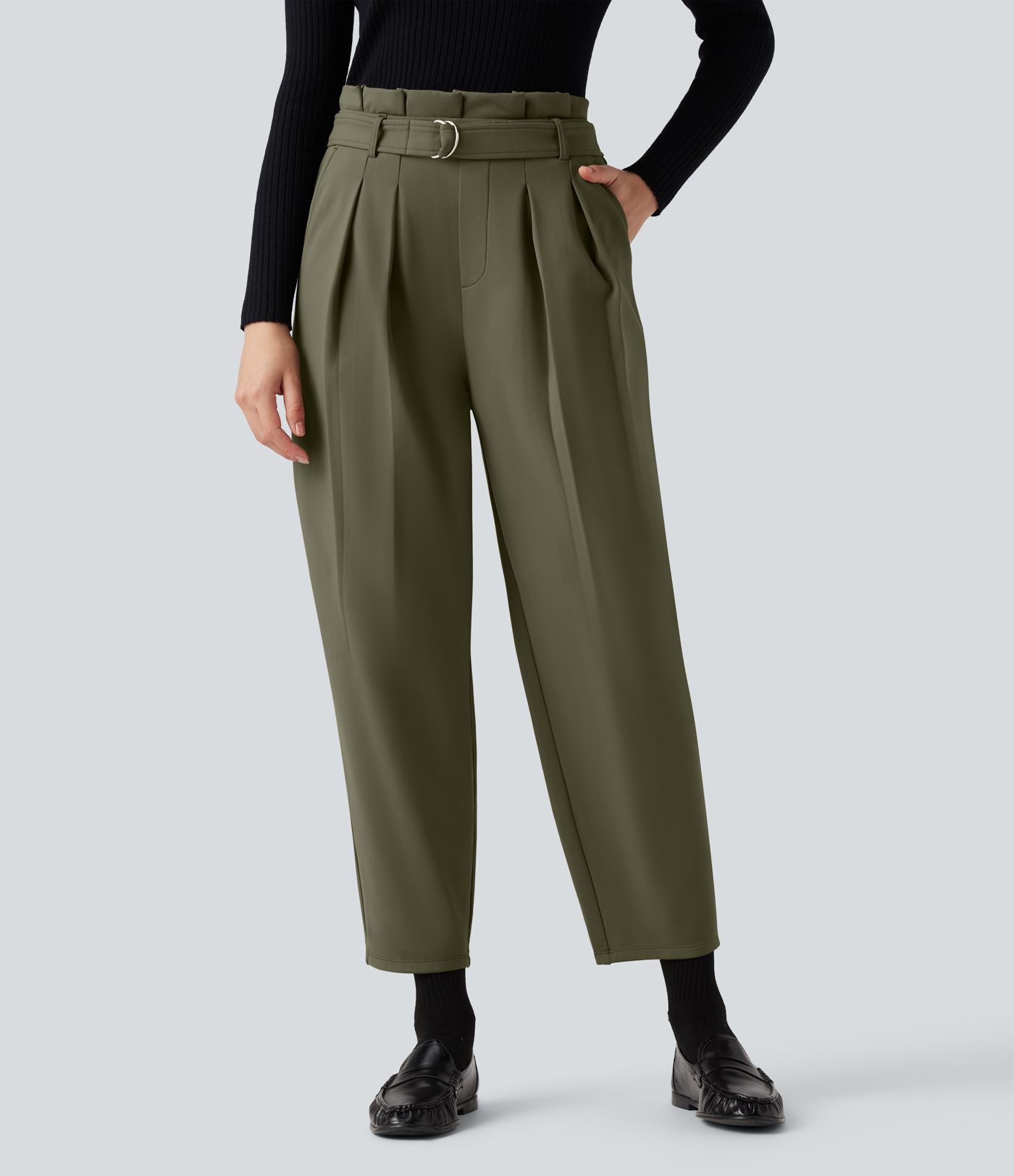 Pantalon tailleur SoftlyZero™ Plush Thermal fuselé ceinturé taille très haute avec poches