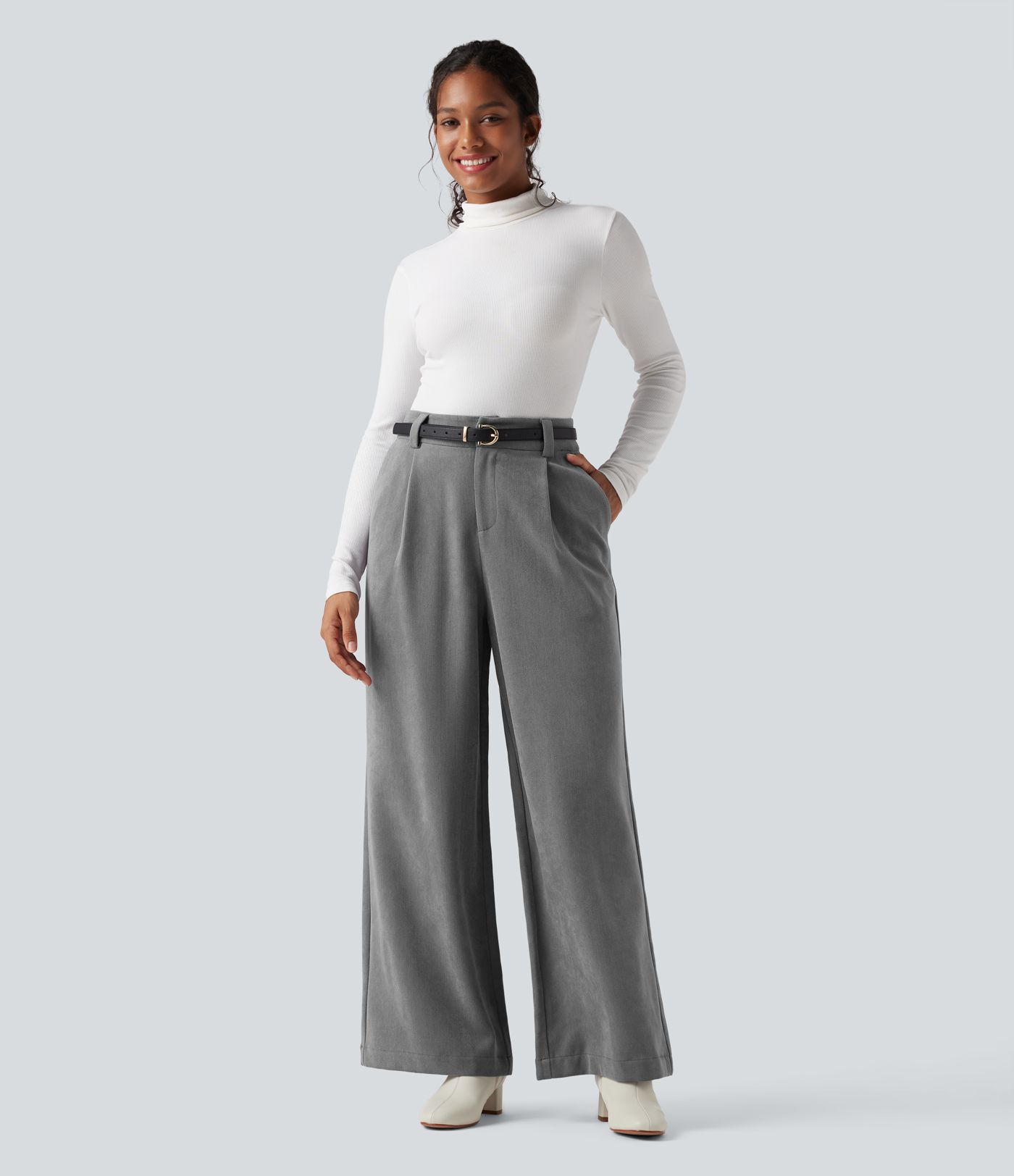 High Waisted Work Baggy Pants with Pockets