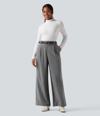 High Waisted Work Baggy Pants with Pockets