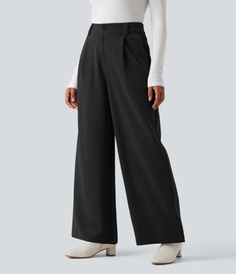 High Waisted Work Baggy Pants with Pockets