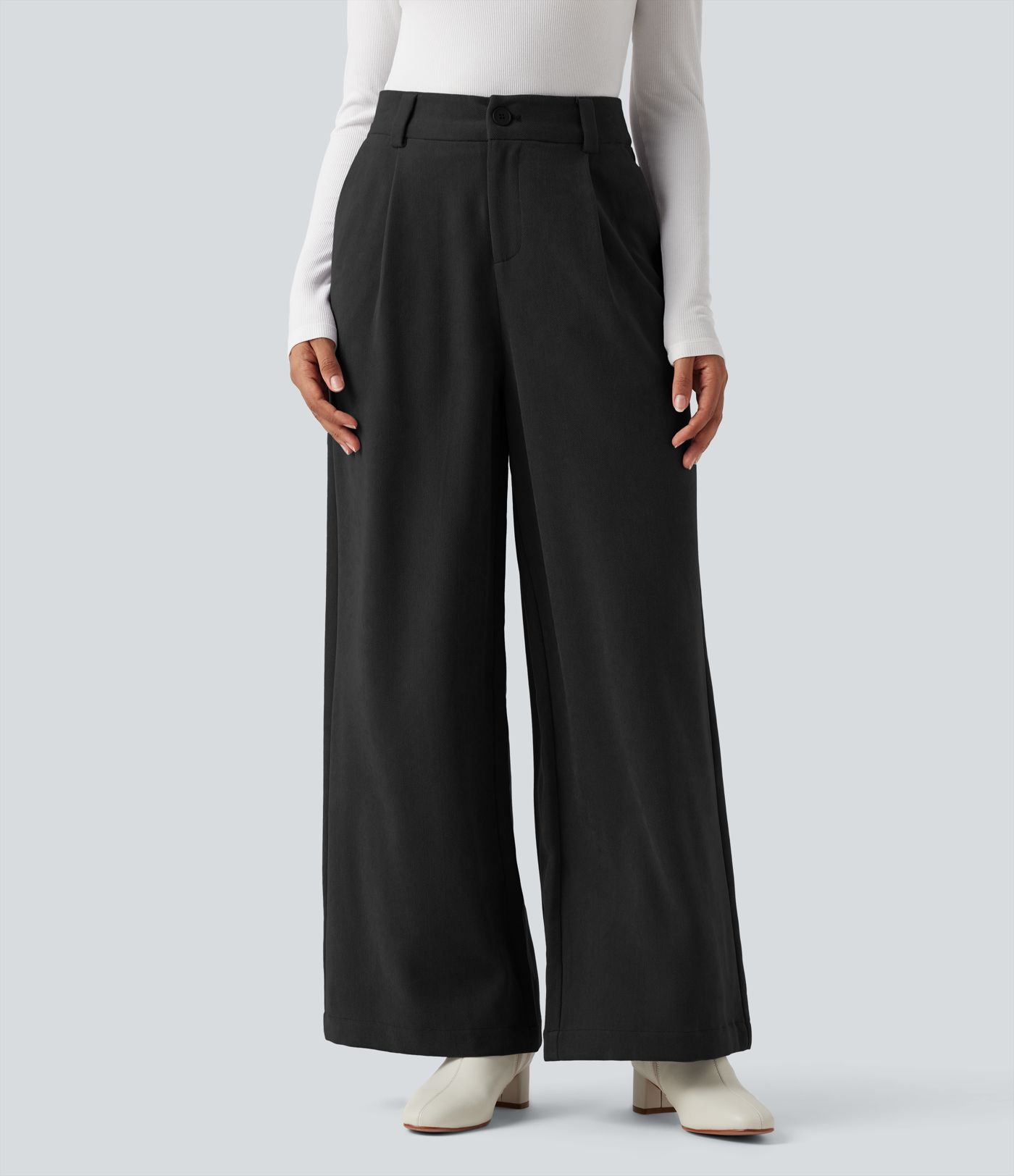 High Waisted Work Baggy Pants with Pockets