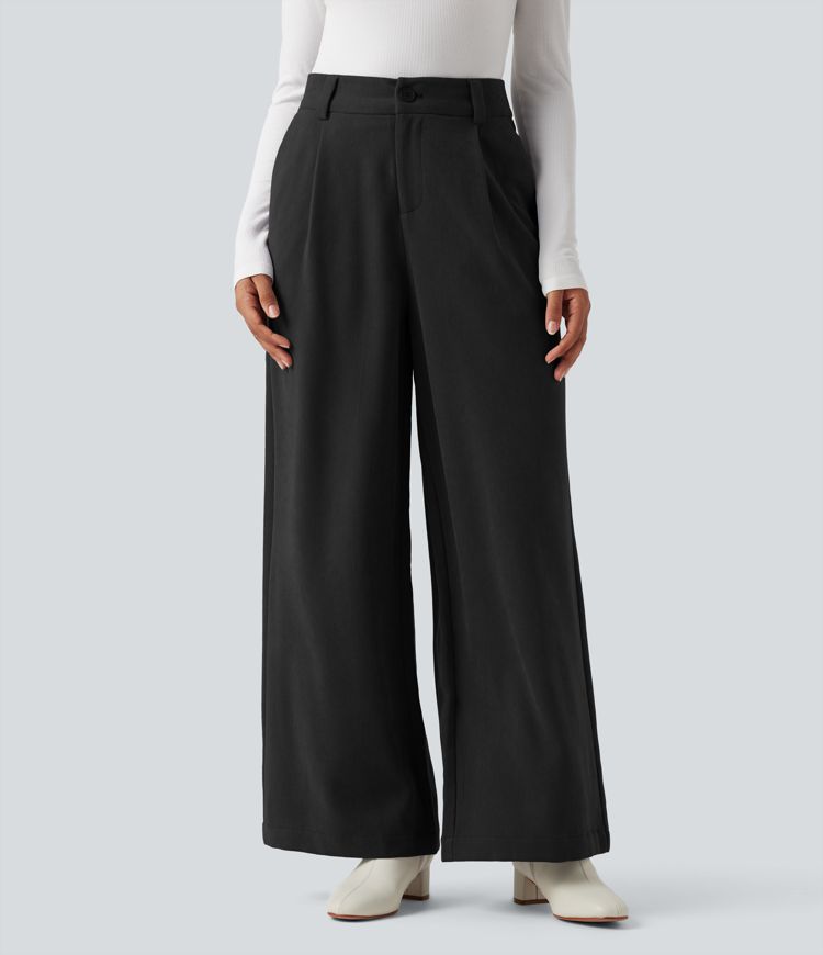 High Waisted Work Baggy Pants with Pockets