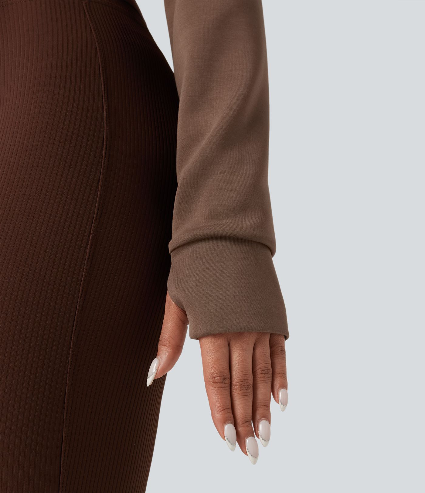 SpacerTek™ Boat Neck Long Sleeve Thumb Holes Casual Sweatshirt