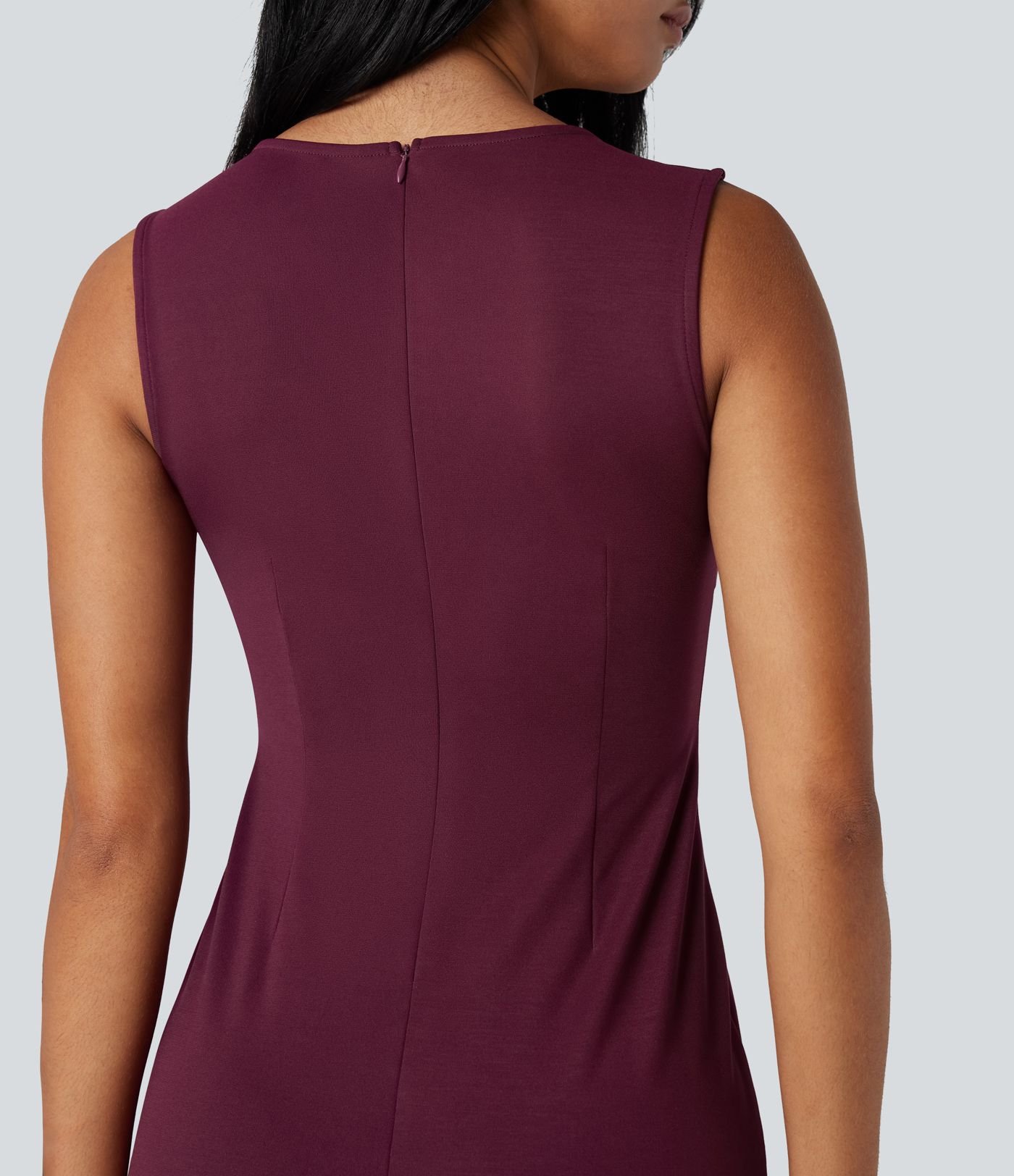 Square Neck Sleeveless Bodycon Midi Casual Dress