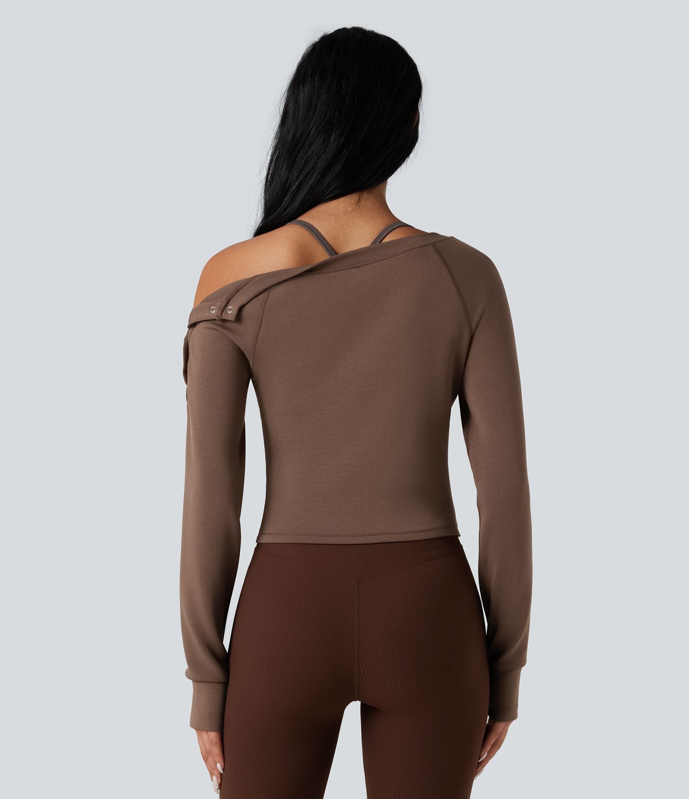 SpacerTek™ Boat Neck Long Sleeve Thumb Holes Casual Sweatshirt