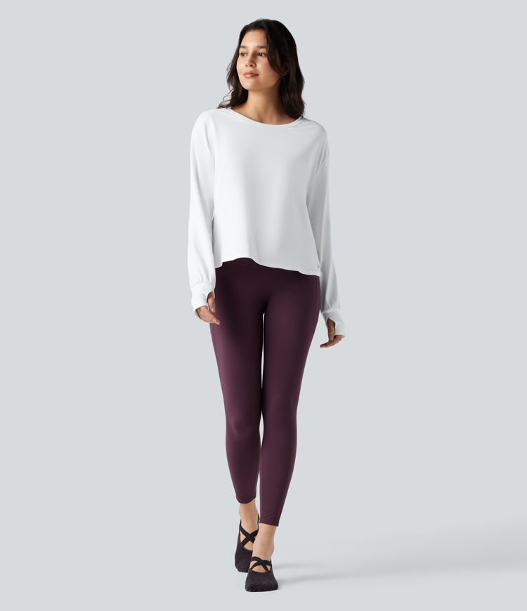 Long Sleeve Thumb Hole Cut Out Yoga Sports Top