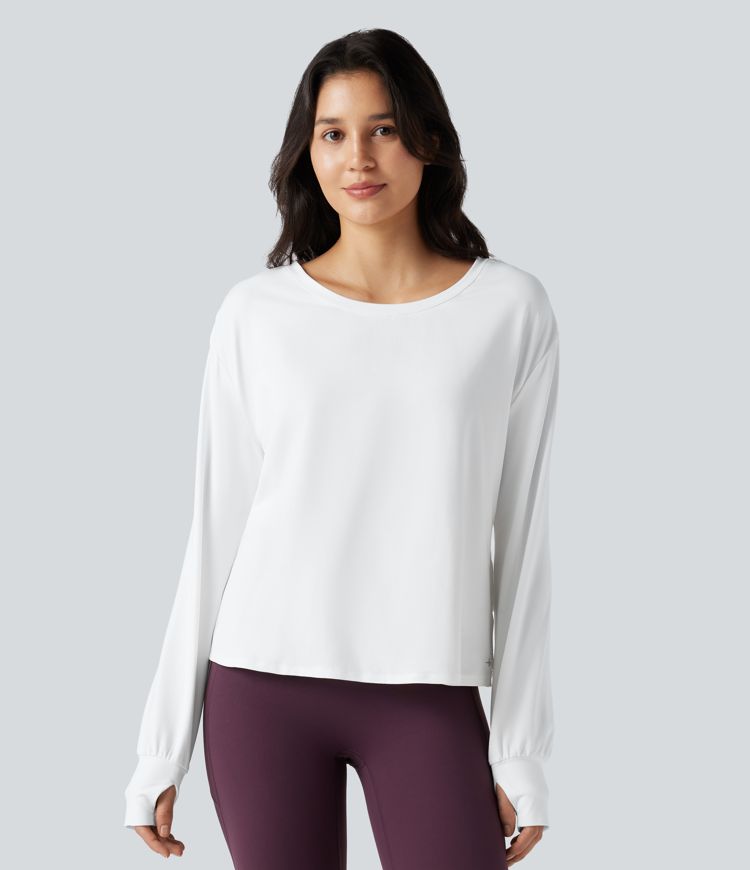 Long Sleeve Thumb Hole Cut Out Yoga Sports Top