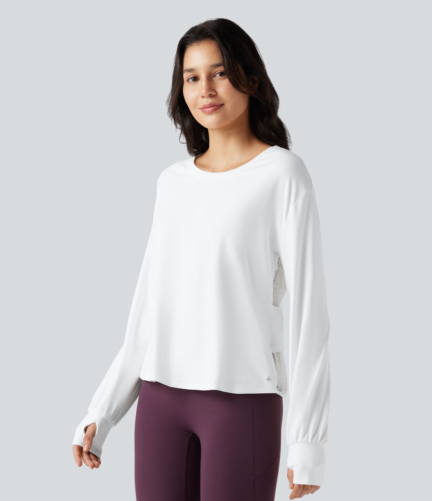 Long Sleeve Thumb Hole Cut Out Yoga Sports Top