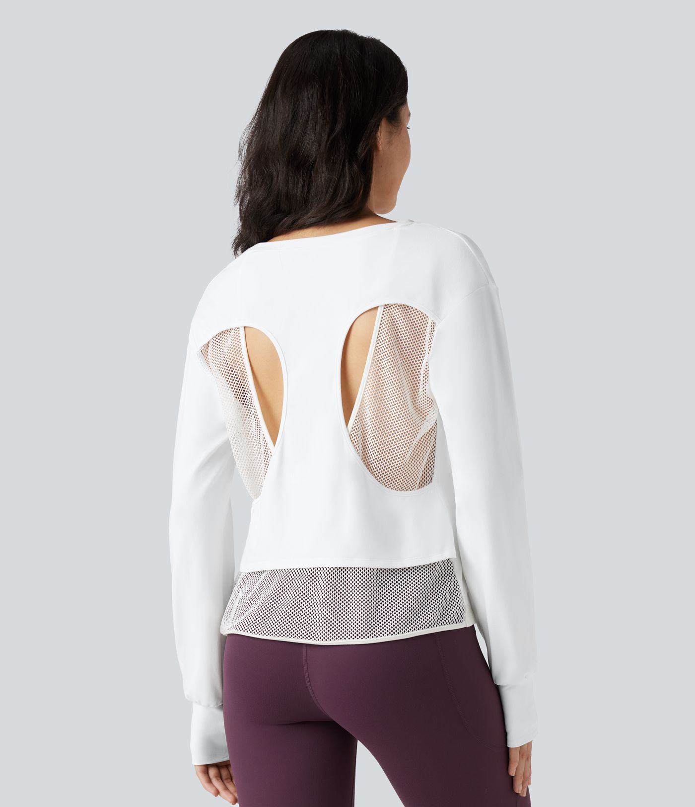 Long Sleeve Thumb Hole Cut Out Yoga Sports Top