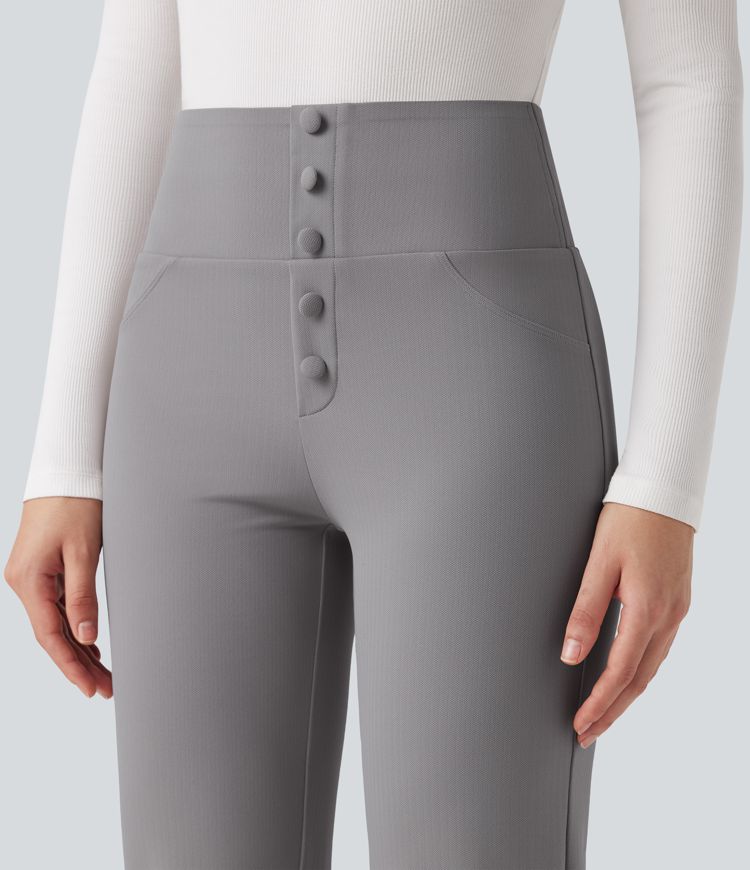 Halara Flex™ High Waisted Tummy Control Tapered Herringbone Work Trousers with Pockets