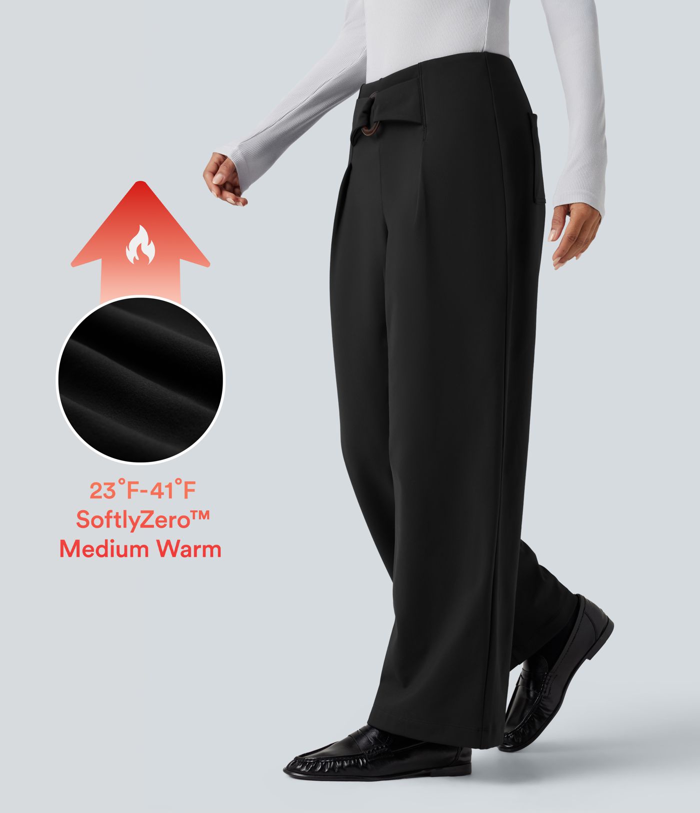 SoftlyZero™ Plush Thermal Mid Rise Straight Leg Work Pants with Pockets
