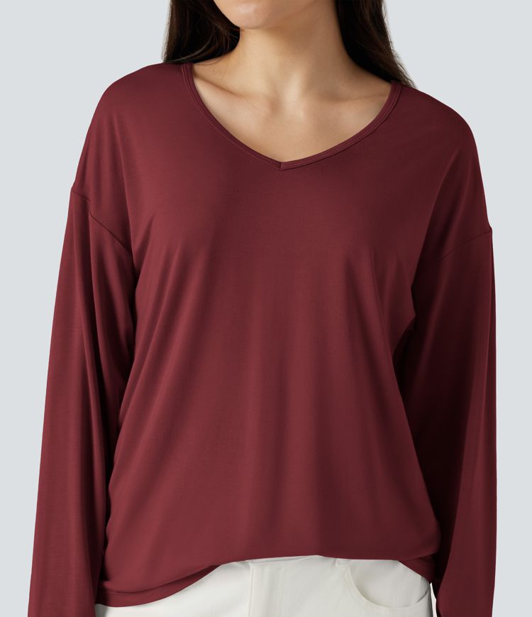 V-neck Long Sleeve Casual Top