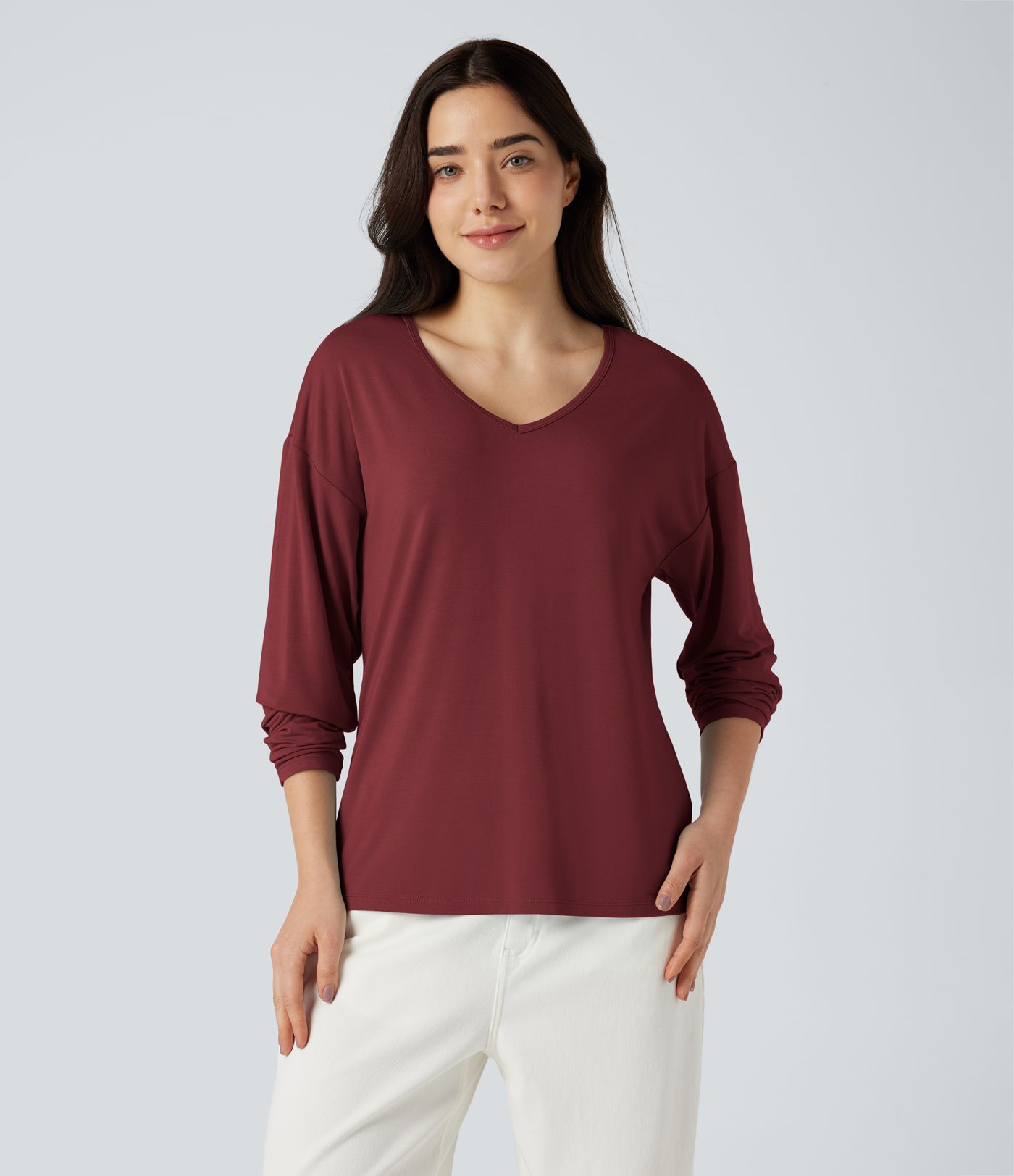 V-neck Long Sleeve Casual Top