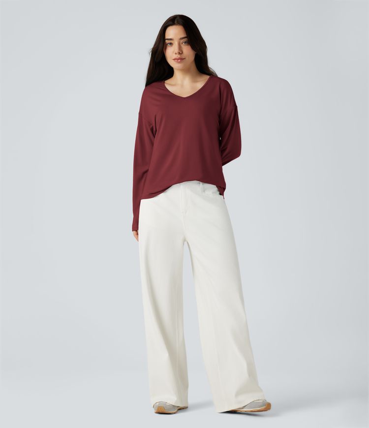 V-neck Long Sleeve Casual Top