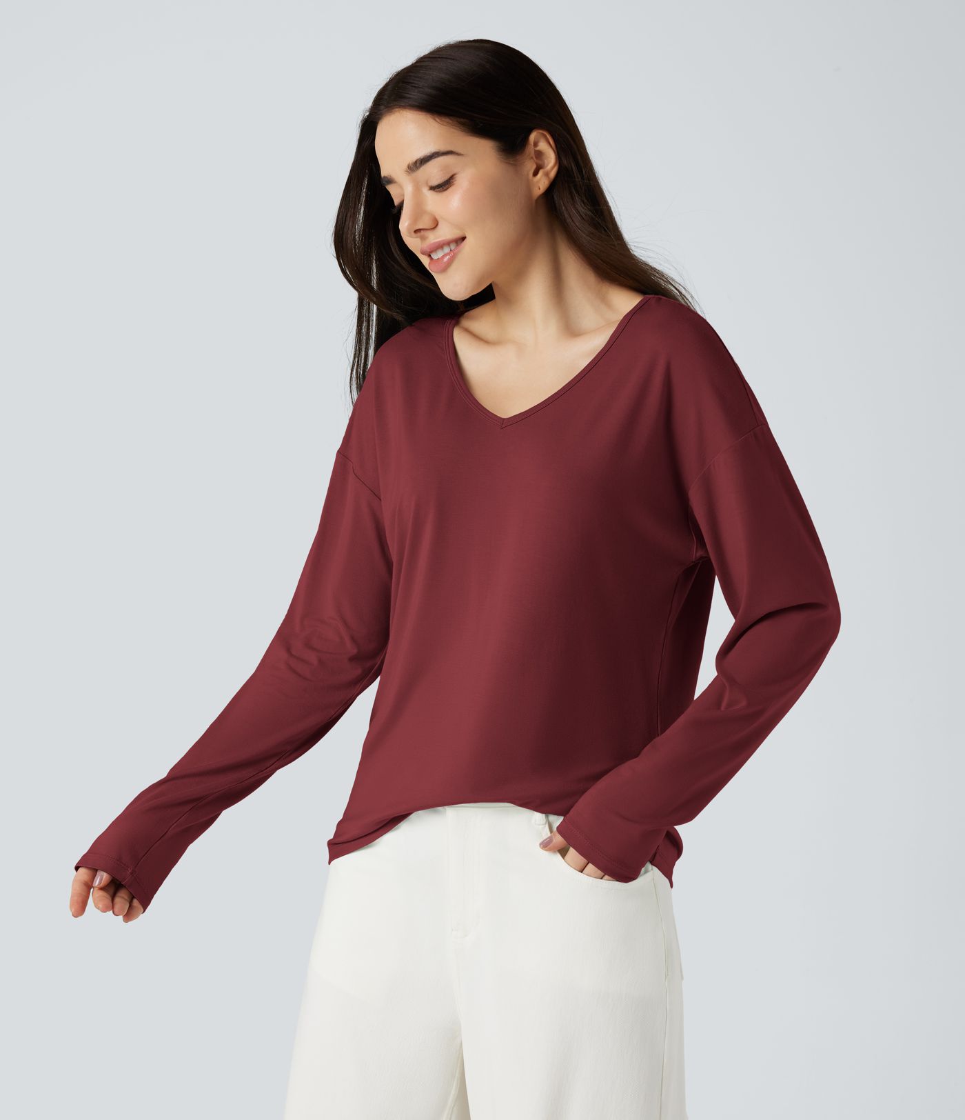 V-neck Long Sleeve Casual Top