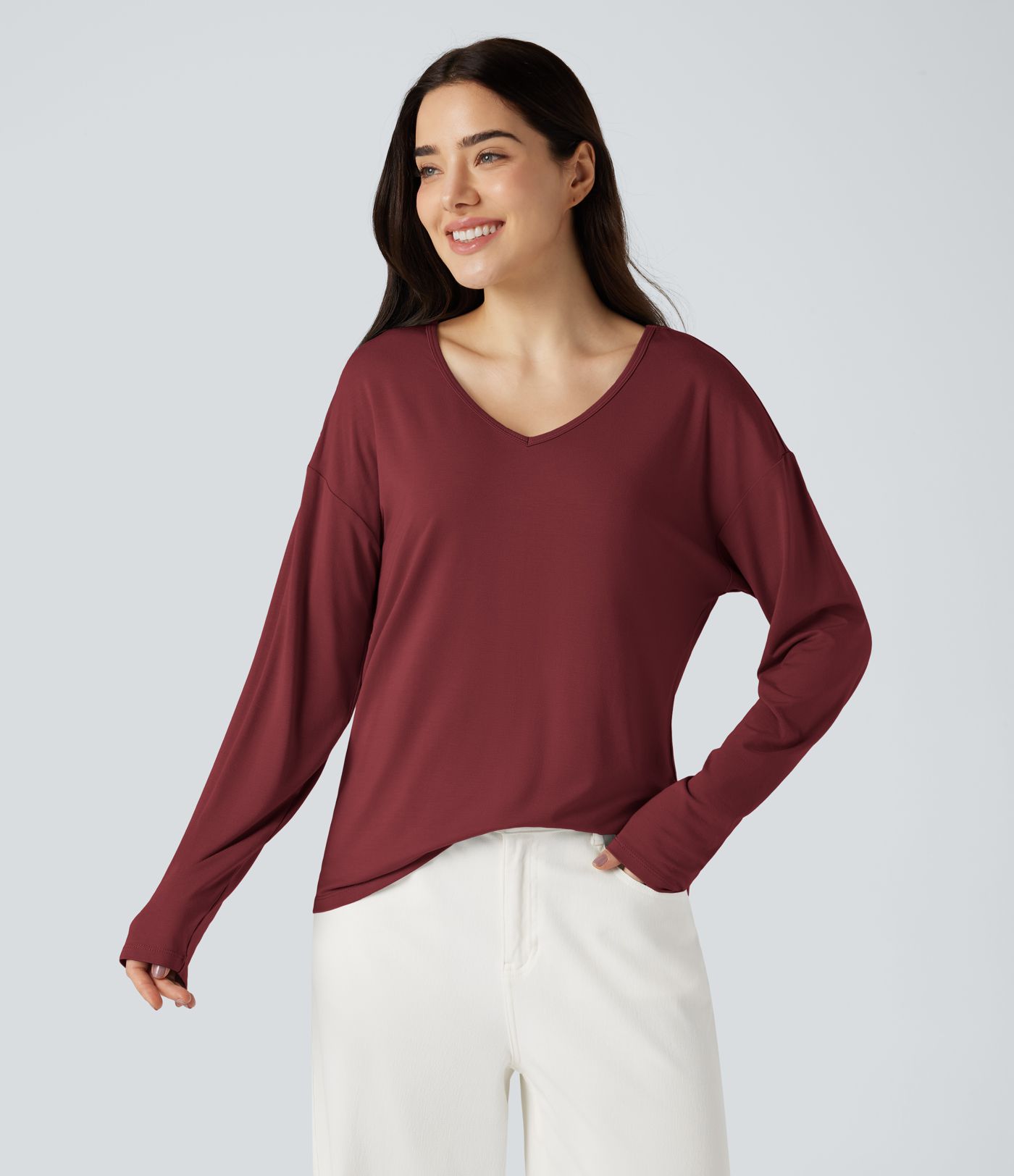 V-neck Long Sleeve Casual Top
