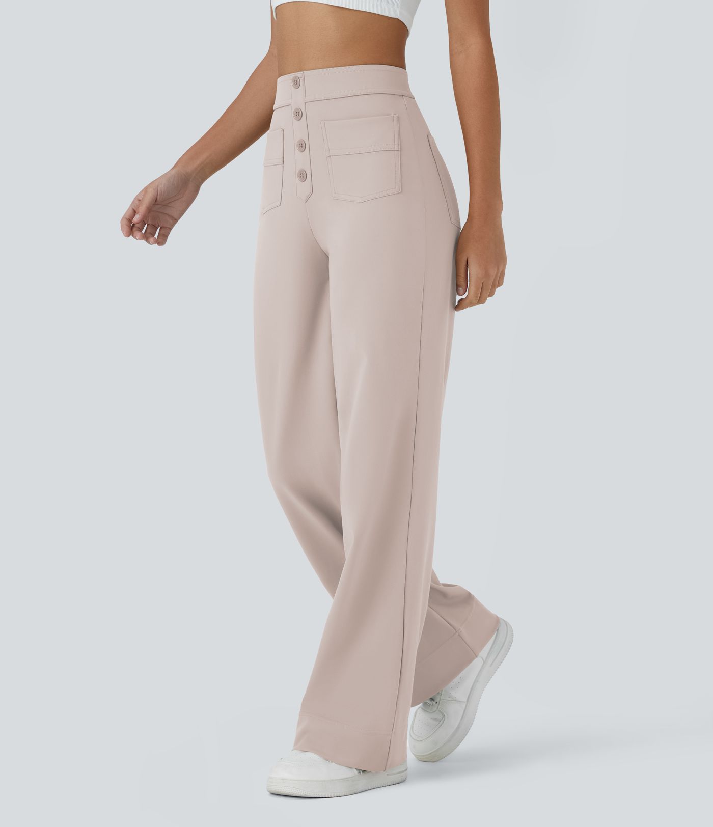 Pantalon coupe droite taille haute DayStretch avec poches
