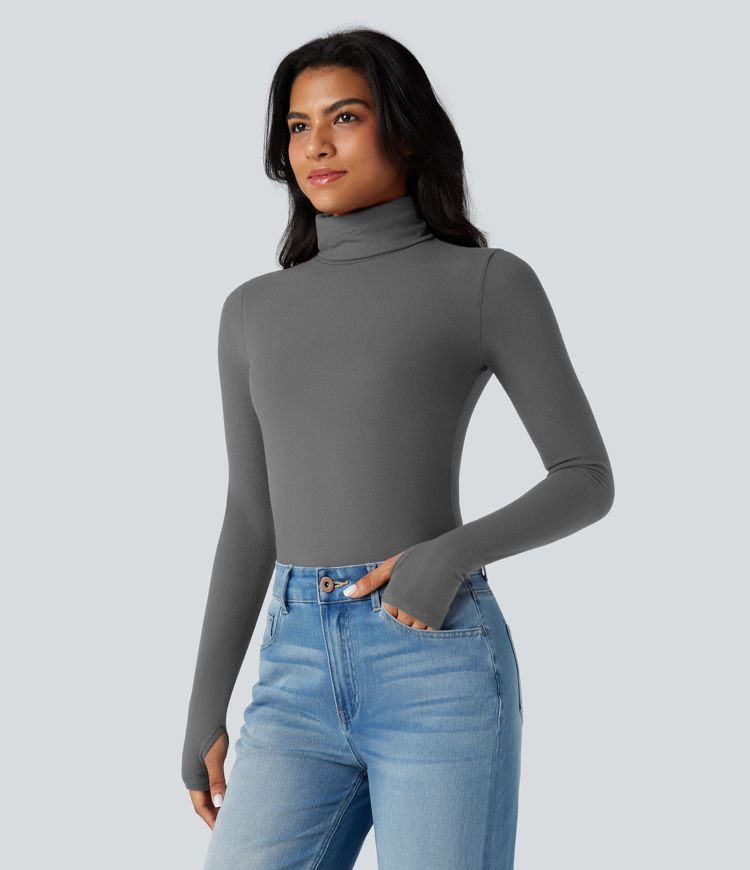 Halara HeatCore Turtleneck Long Sleeve Thumb Hole Casual Warming Top
