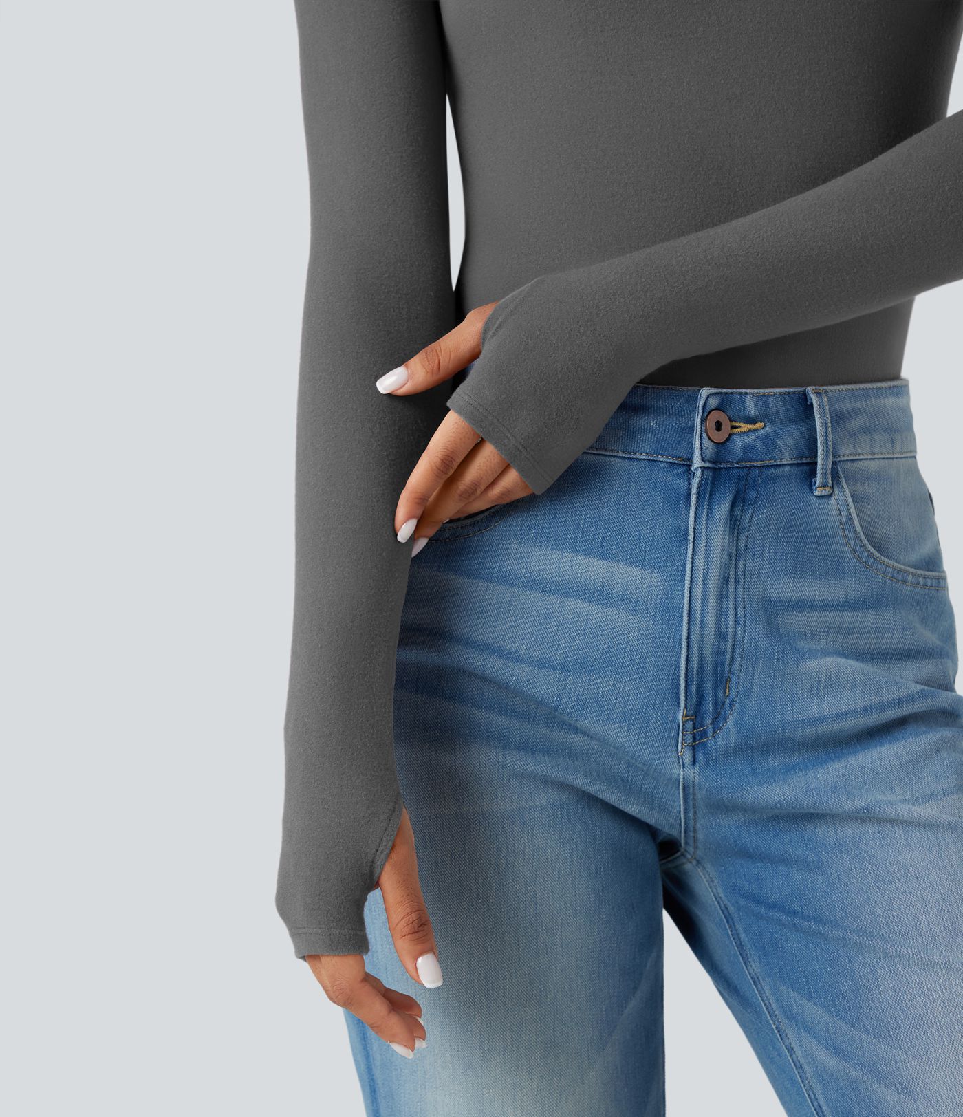 Halara HeatCore Turtleneck Long Sleeve Thumb Hole Casual Warming Top