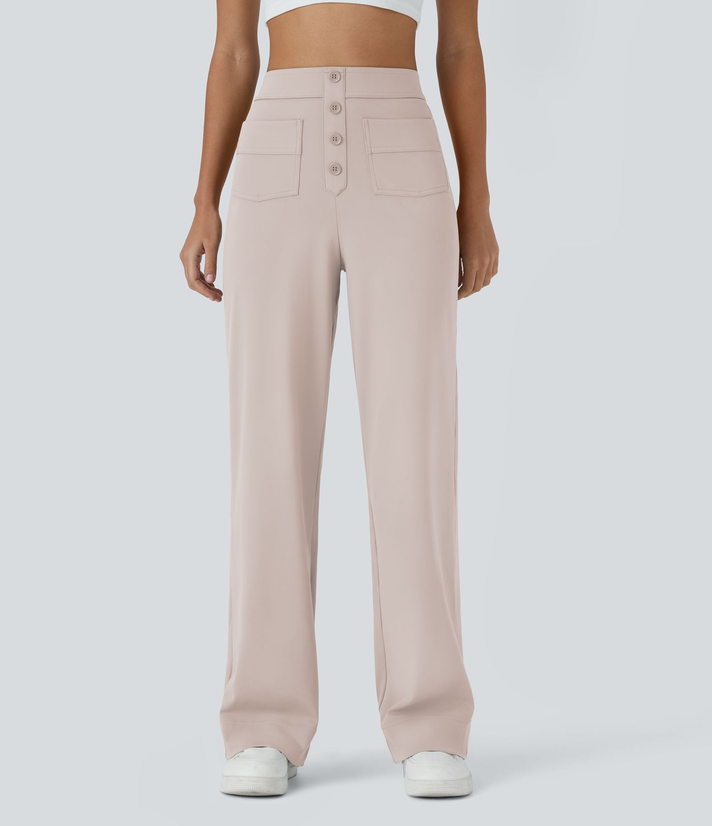 Pantalon coupe droite taille haute DayStretch avec poches