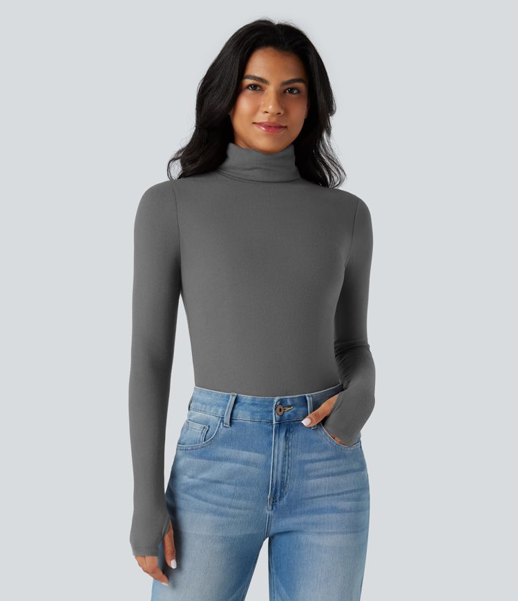 Halara HeatCore Turtleneck Long Sleeve Thumb Hole Casual Warming Top