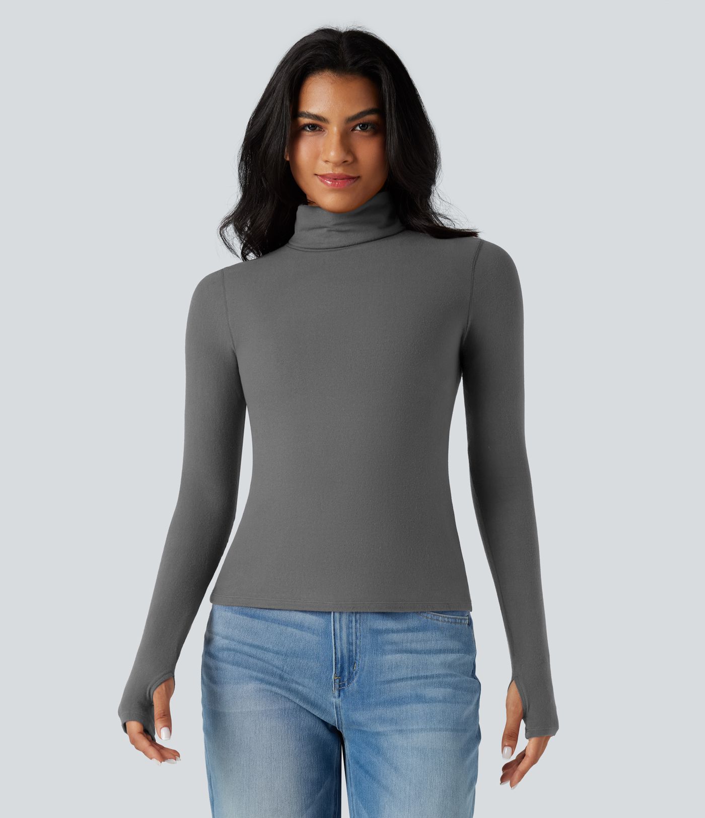 Halara HeatCore Turtleneck Long Sleeve Thumb Hole Casual Warming Top