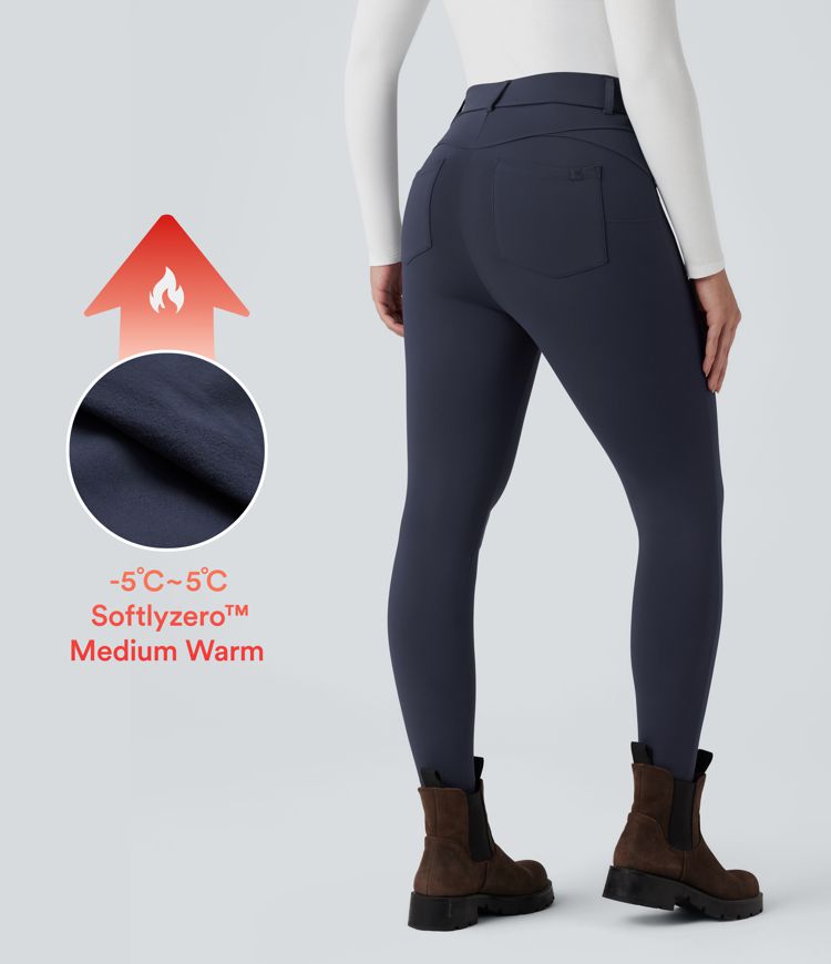 SoftlyZero™ Plush Thermal High Waisted Casual 7/8 Leggings with Pockets
