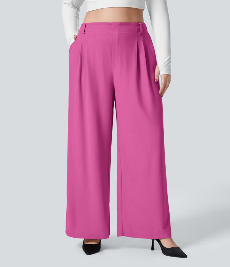 Halara Flex™ High Waisted Side Pocket Wide Leg Waffle Work Plus Size Trousers