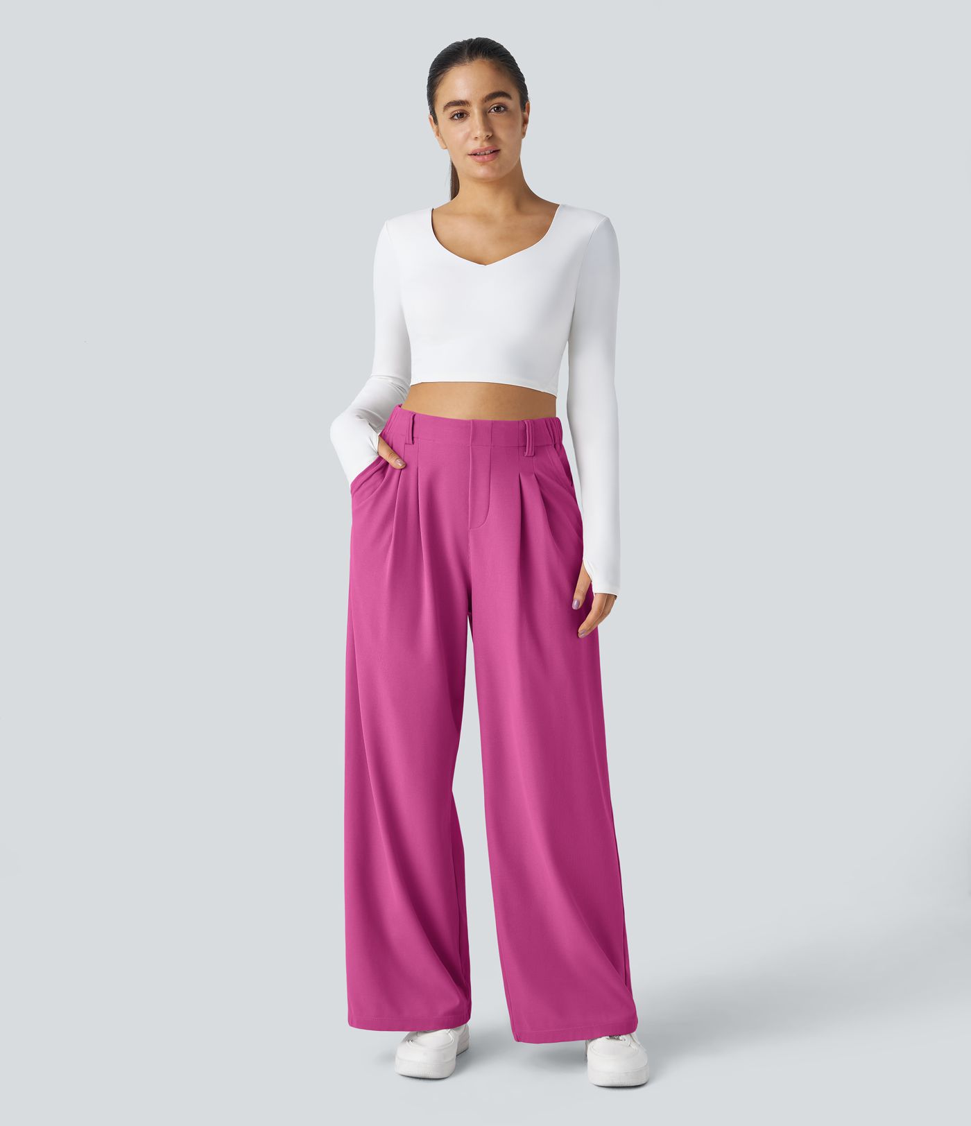 Halara Flex™ High Waisted Pocket Wide Leg Waffle Work Pants