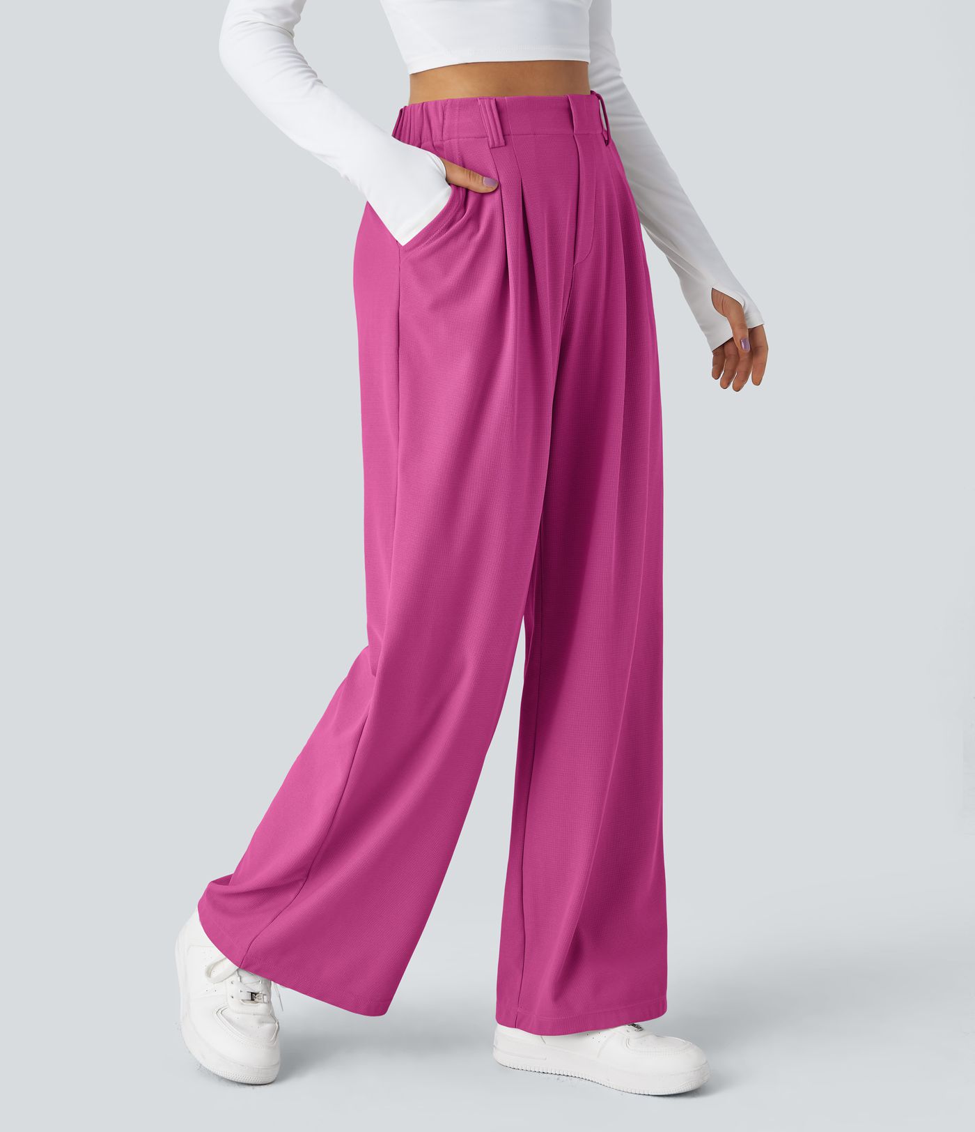 Halara Flex™ High Waisted Pocket Wide Leg Waffle Work Pants