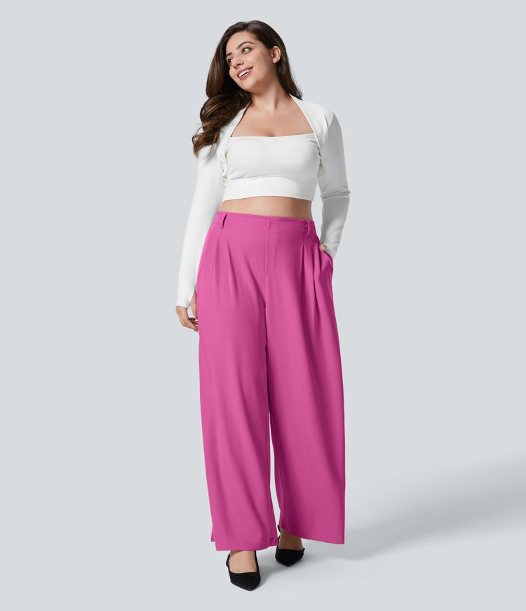 Halara Flex™ High Waisted Pocket Wide Leg Waffle Women Baggy Work Pants Plus Size
