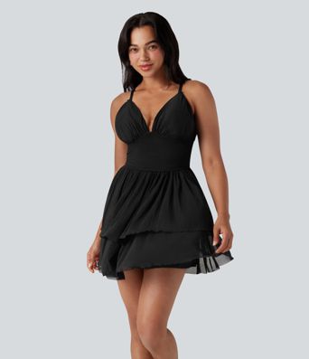 Mini vestido en capas de malla con cordones - copas D/DD/DDD/F