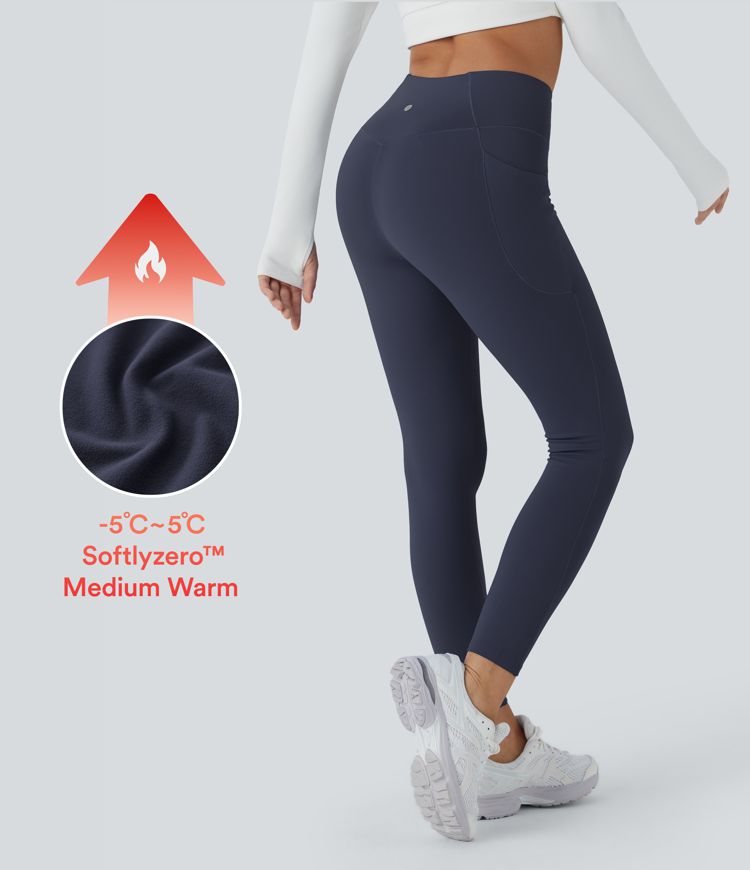 Softlyzero™ Plush Thermal High Waisted Side Pocket Skinny 7/8 Yoga Leggings