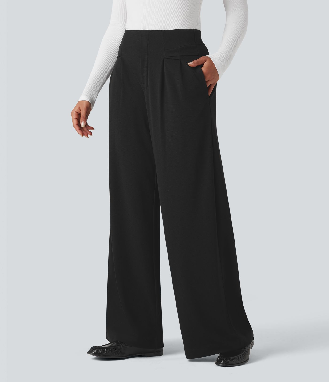 Halara Flex™ High Waisted Waffle Work Baggy Pants with Pockets