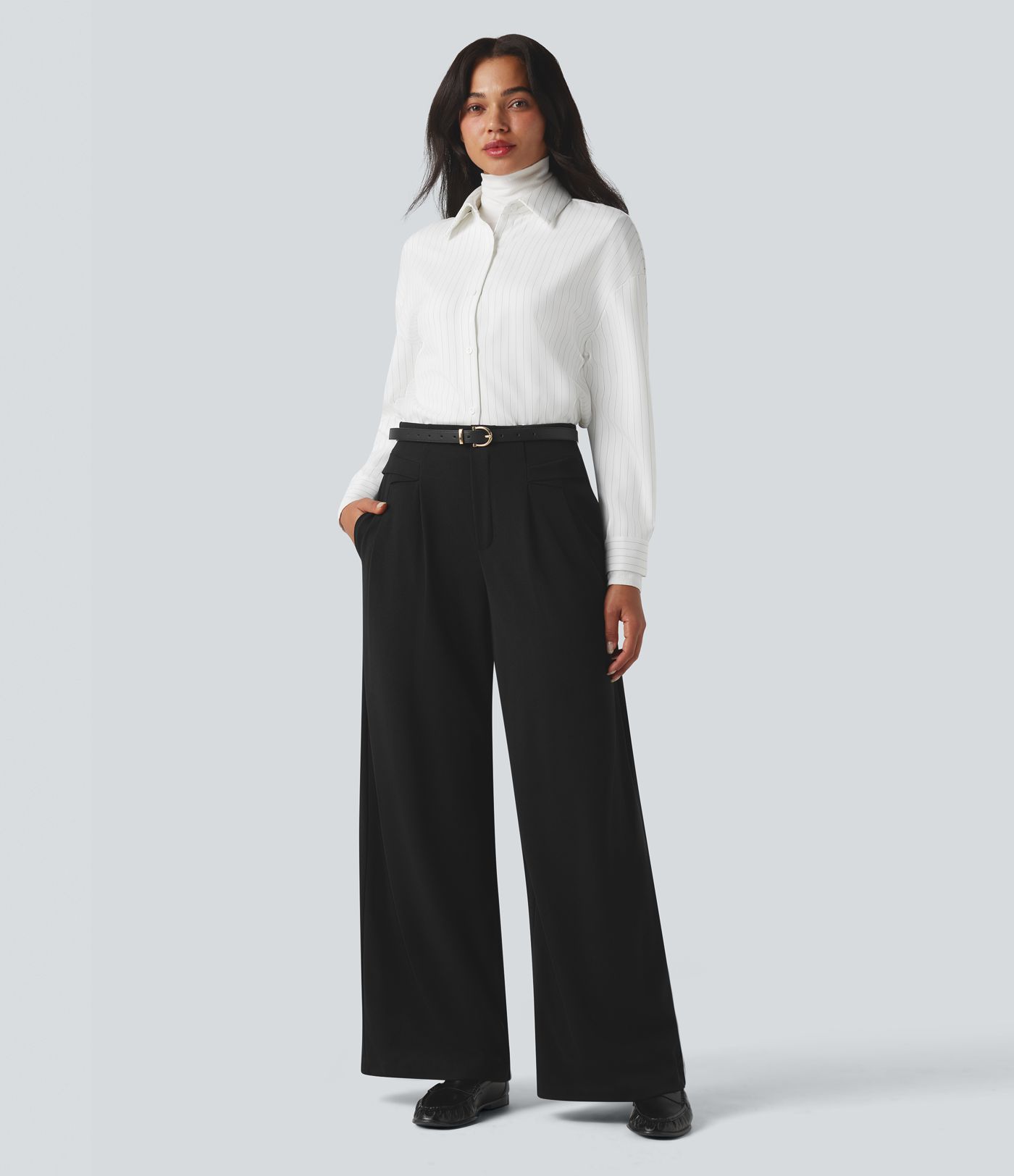 Halara Flex™ High Waisted Waffle Work Baggy Pants with Pockets